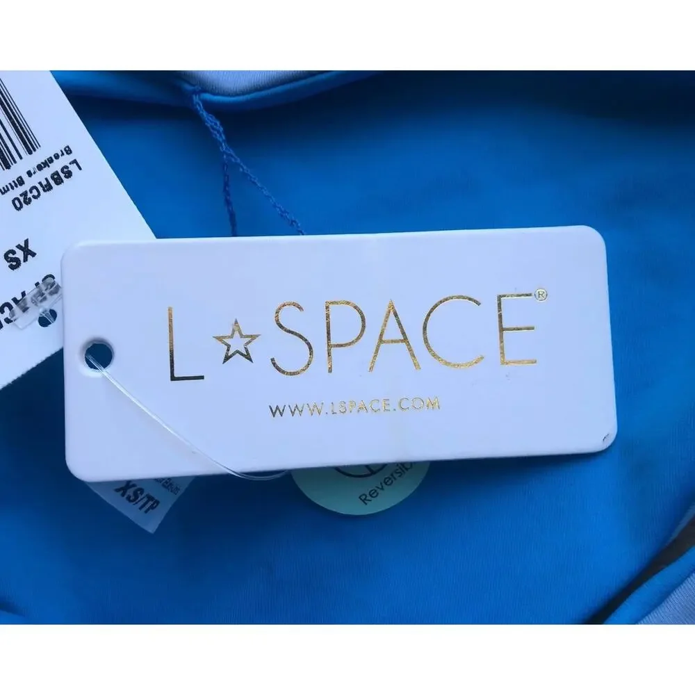 L Space Breakers Blue Reversible Classic Bikini Bottom Women's Size Small NWT